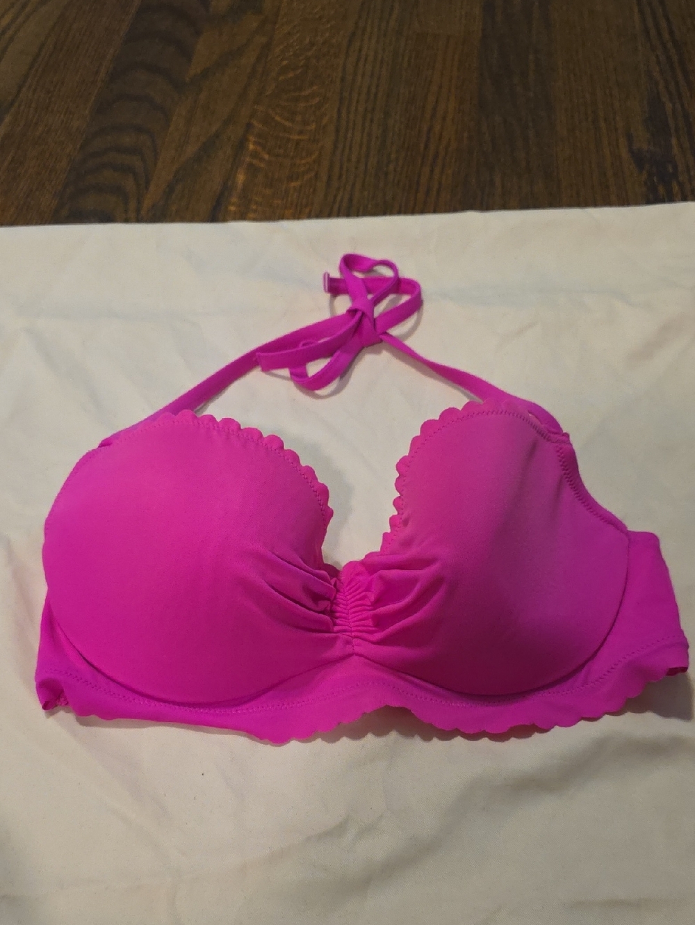 Victoria's Secret Hot Pink Scalloped Halter Bandeau
